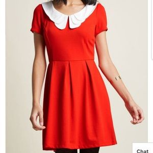 Red Dress with Peter Pan Collar
